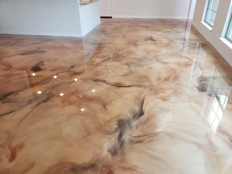 This image shows a room with epoxy painted floor.